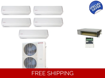 Norton 5-Zone 22.4 SEER2 Mini Split Heat Pump (-13°F) 12.5 EER/10.2 HSPF (R410a)